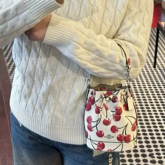 NWT Limited Coach Mini Bucket Bag With Cherry Print CY739